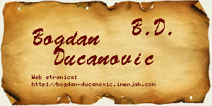 Bogdan Ducanović vizit kartica